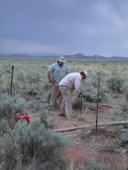 Bill and Matt Hill augering at  Mockingbird Gap, New Mexico