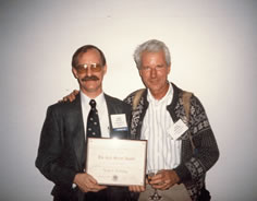 With my PhD advisor and good friend  Pete Birkeland after receiving the  Kirk Bryan Award, 1998.